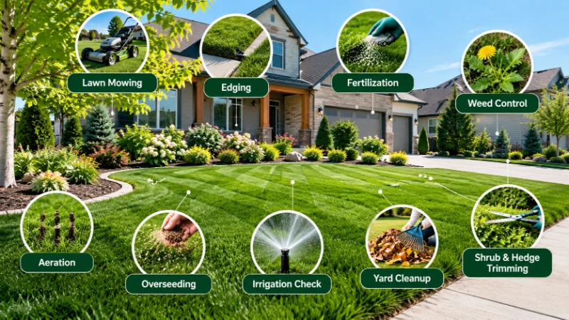 Infographic of lawn care services included for Meridian, Idaho properties